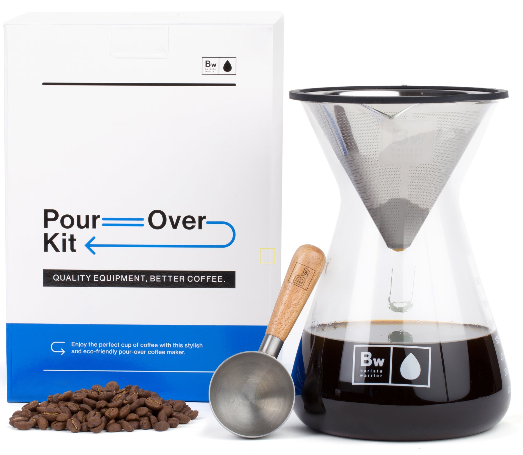 L'ÉPICÉA Pour Over Coffee Maker Set, Pour Over Coffee Maker with Stand,  Adjustable Stainless Steel Stand, Wooden Base, Paper Filters, Cone Glass