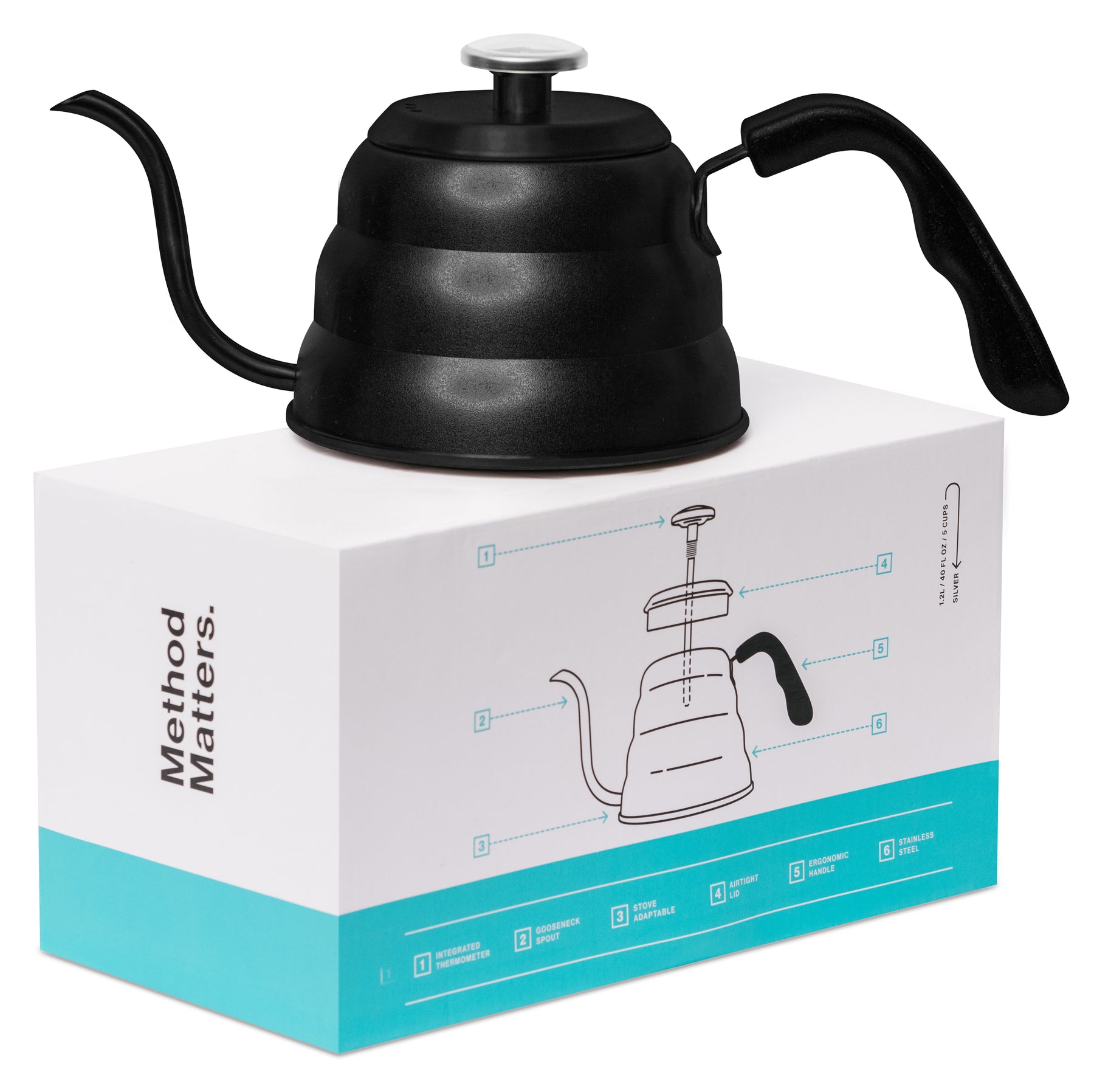 Chefbar Tea Kettle with Thermometer for Stove Top Gooseneck Kettle, Pour Over Coffee Kettle, Goose Neck Tea Pot Stovetop, Hot Water Heater for
