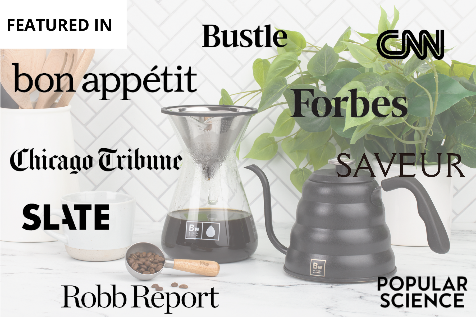 Barista Warrior Pour Over Coffee Maker Set - Pour Over Kit Includes Large Glass Carafe and Reusable Dripper Coffee Filter and Coffee Scoop - 7 Cup