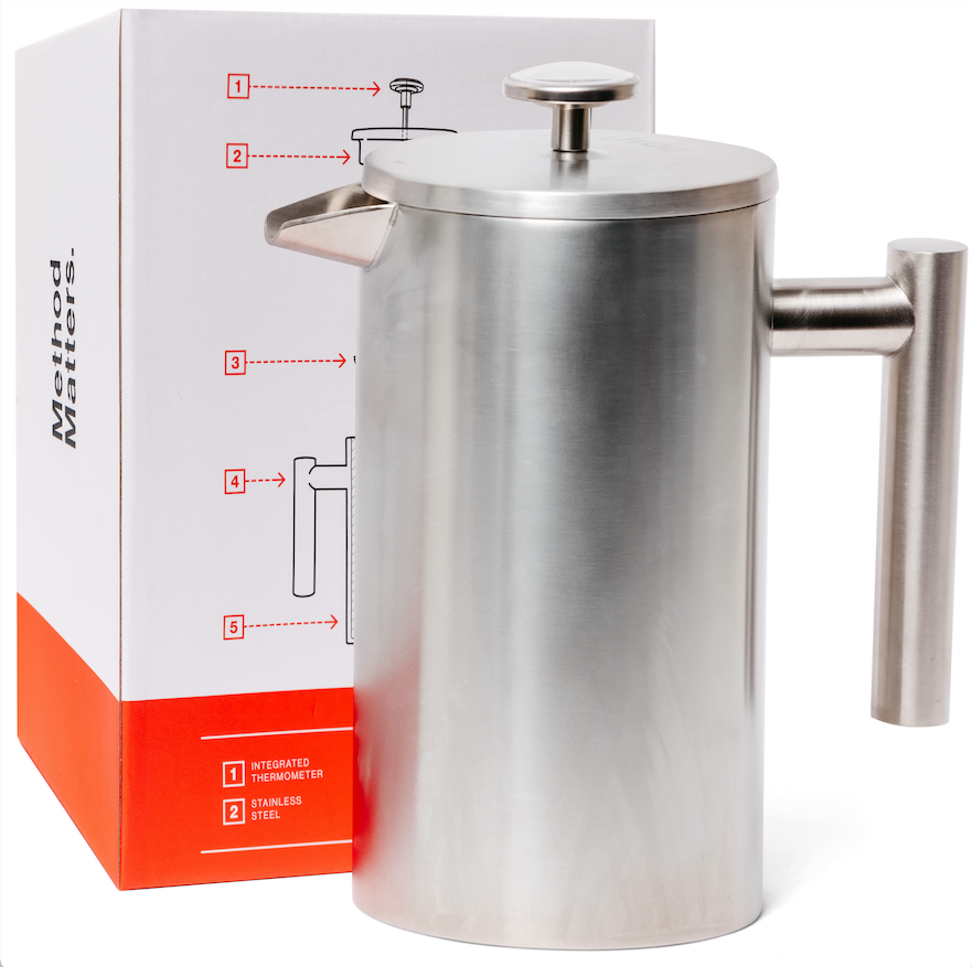 French Press with Thermometer - – Maker Barista Steel Warrior Coffee Stainless