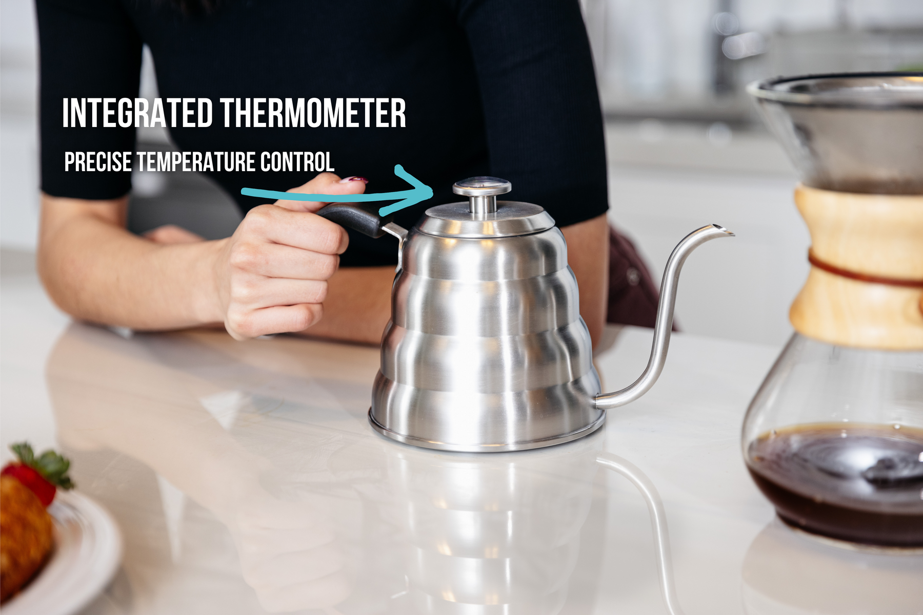 Pour Over Coffee Kettle Gooseneck Coffee Kettle with Thermometer Barista Warrior